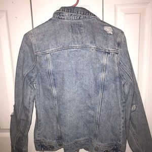 distressed acid wash denim jacket